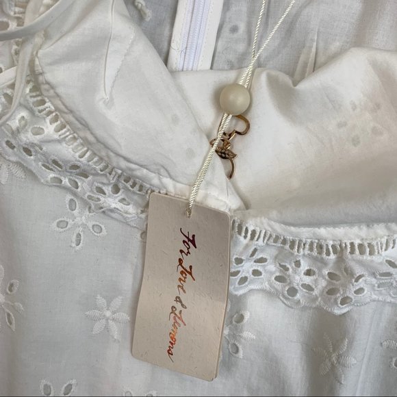 For Love & Lemons Vera Eyelet Ruffle Lace Mini Dress White Size Small - Picture 11 of 16